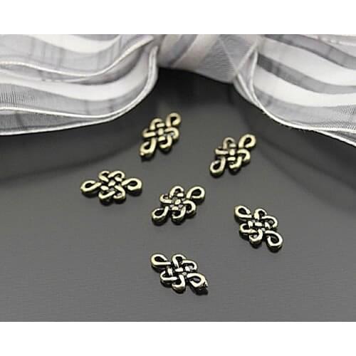 24535)20PCS 11x6MM Antique Bronze Brass Chinese Knot Connect Charms Diy Jewelry Findings Accessories Wholesale