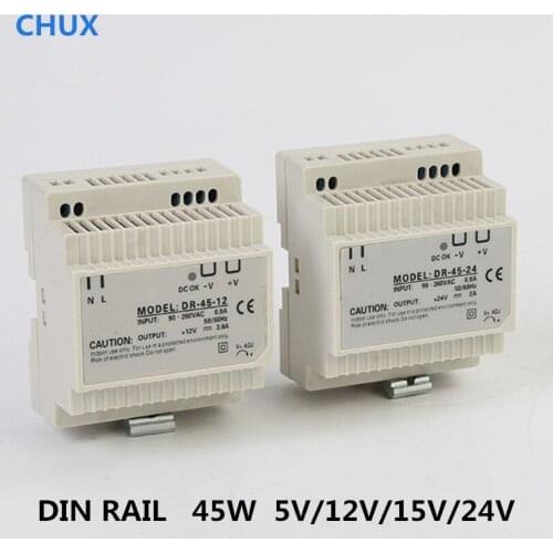 45w Din Rail Switching Power Supply unit 5Volts Output AC to Dc Power Supply LED SMPS DR45W 5V For Cnc Led Light