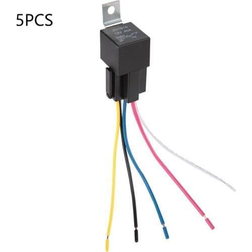 5Pcs 5Pins 30/40A SPDT Automotive Relay With Socket Lines For Car 12V For Automotive Equipment Car Audio Systems Security System