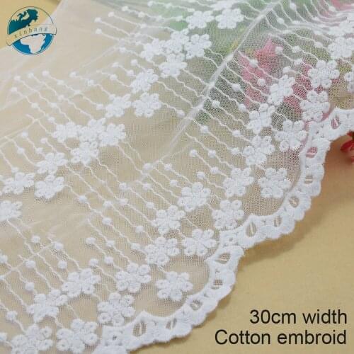 5yard 30cm white lace polyester embroidery lace french lace ribbon fabric guipure diy trims warp knitting sewing Accessories3694