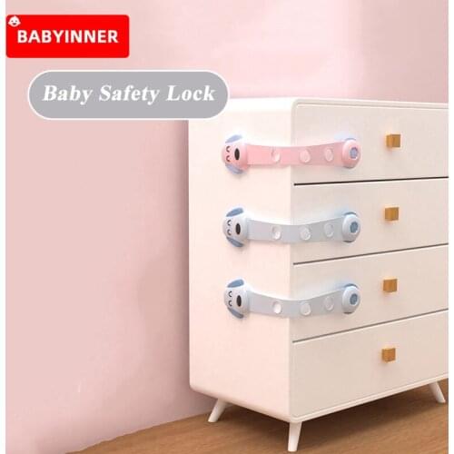 Babyinner 4pcs Baby Security Lock Multifunctional Cabinet Refrigerator Wardrobe Locks Strap Kids Security Protector