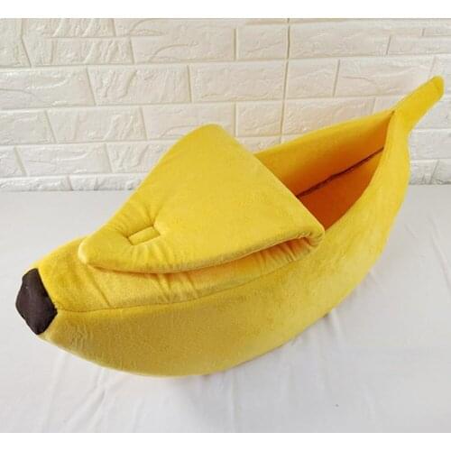 Banana Peel Cat House Cute Bed Mat Soft Plush Padding Cushion for Cats Kittens EIG88