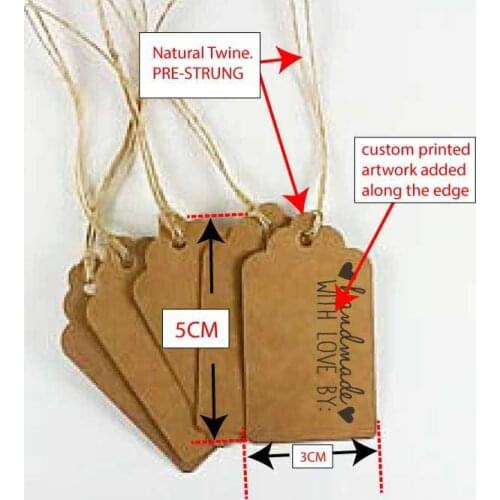 Custom logo wedding name tag 1000.kraft /white paper gift hang tag candy favors /charms brand swing tag with logo print5*3cm