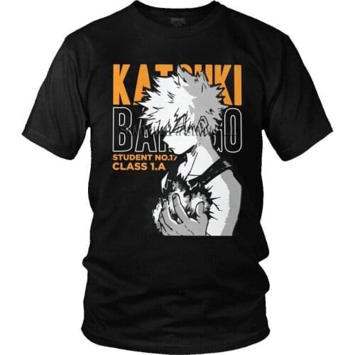 Boku No Hero Academia T Shirt Mens Cotton Print T-shirt Novelty Tshirt Short Sleeve Katsuki Bakugo Tee Top