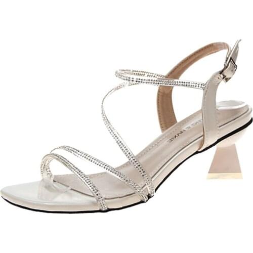 Diamond Fairy Sandals Wind 2019 New Summer Thick With Roman Shoes Web Celebrity Joker Transparent One Word With High Heels