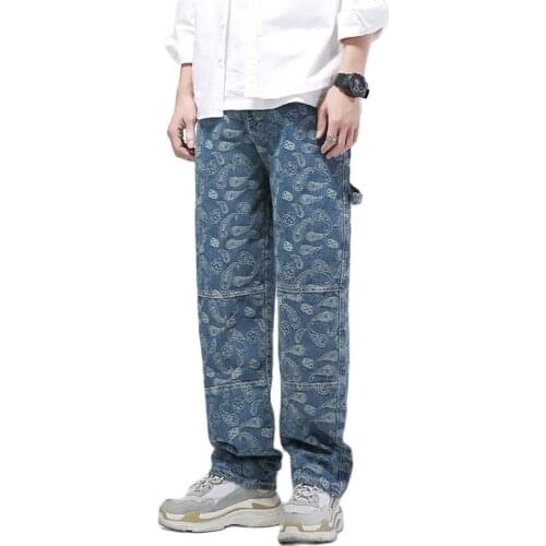New Fashion Straight Jeans Men Casual Denim Pants Loose Baggy Streetwear Trousers Cargo Pants Male Clothing