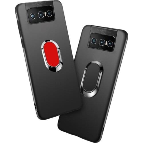 For Asus Zenfone 7 ZS670KS Case Finger Ring Magnet Matte Soft Cover On For Asus Zenfone 7 Pro ZS671KS