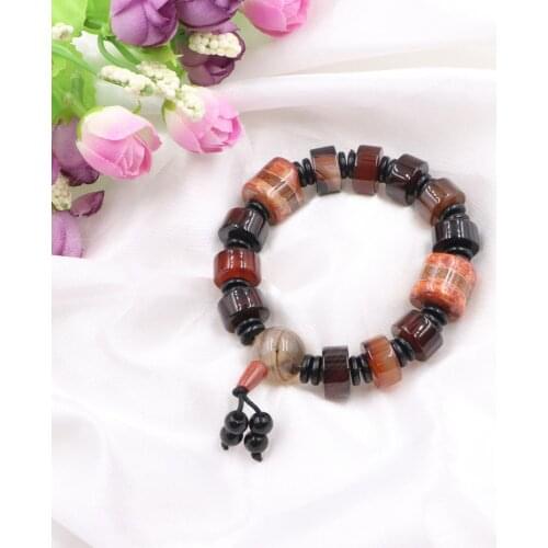 Elegant Tibet Dzi Beads Bracelet Natural Agates Stone Fengshui Tassel Bracelet Buddha Lucky Prayer Bangle Wristband Jewelry B332