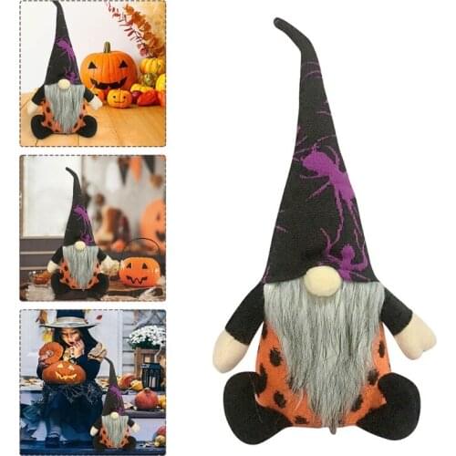 Halloween Gnome Handmade Dwarf Plush Doll Spider Ghost Scandinavian Tomte Decor