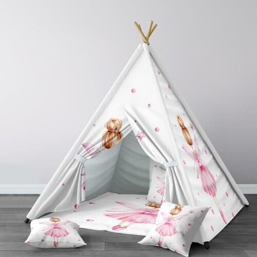 Play Tent for Kids Wigwam Portable Indoor Playground Tents Children Bedrooms White Pink Fairy Ballerina Model 246