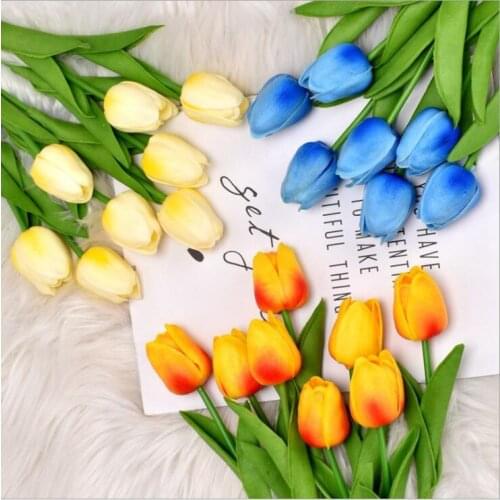 10pcs Artificial Tulips Flowers Home Garden Decoration Real Touch Flower Bouquet Birthday Party Wedding Decoration Fake Flower