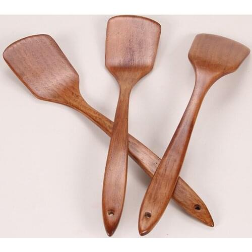 Solid Wood Spoons Spatula Chef Kitchen Utensils Cooking Health Long-handled Nonstick Special Wooden Shovel Cooking Tools