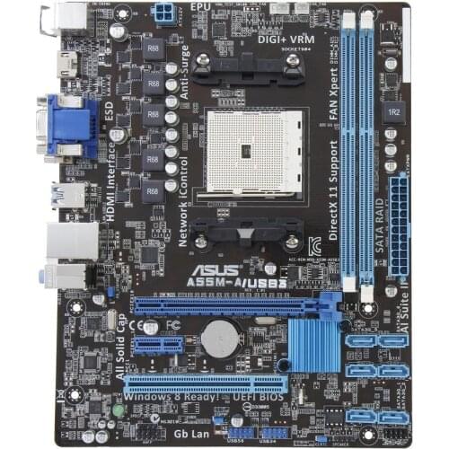 ASUS A55M-A/USB3 Desktop Motherboard Socket FM2 AMD DDR3 32GB A55 USB 3.0 HDMI Micro ATX Used motherboard