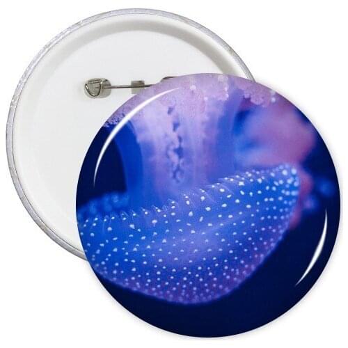 Jellyfish Marine Organism Tropical Sea Round Pins Badge Button Clothing Decoration 5pcs Gift