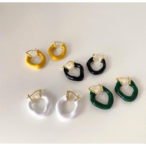 YANGLIUJIA Irregular Glaze Metal Earrings Personality Fashion Retro Geometric Earrings Ms Jewelry Wedding Accessories