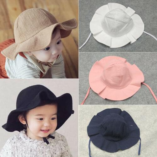 Lovely Newborn Baby Boy Girls Summer Bucket Hat Toddler Infant Cotton Beach Sun Cap