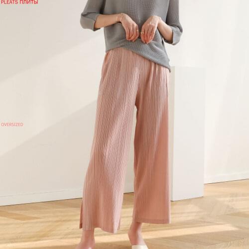 Miyake Folds Spring Summer and Autumn All-match Casual Loose Nine-point Pants Straight-leg Pants Pleats Ropa Mujer Oggers Women