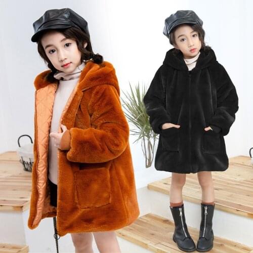 Fashion Fluffy Winter Girls Boys Fur Coat Elegant Thick Warm Baby Faux Fur Jackets Coats Parka Kids Outerwear Children Clothes