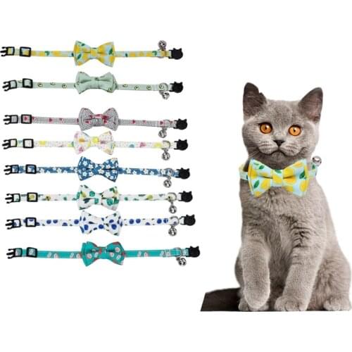 Fashion Adjustable Cute Necktie Dog Cat Pet Collar Nylon Bell Kitten Candy Color Bow Tie Bowknot Likesome Collars