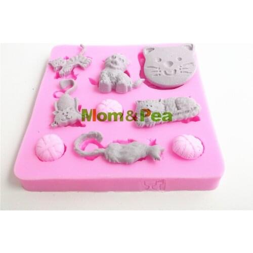 Mom&Pea 0406 Free Shipping Cats & Clews Silicone Soap Mold Cake Decoration Fondant Cake 3D Mold Food Grade Silicone Mould