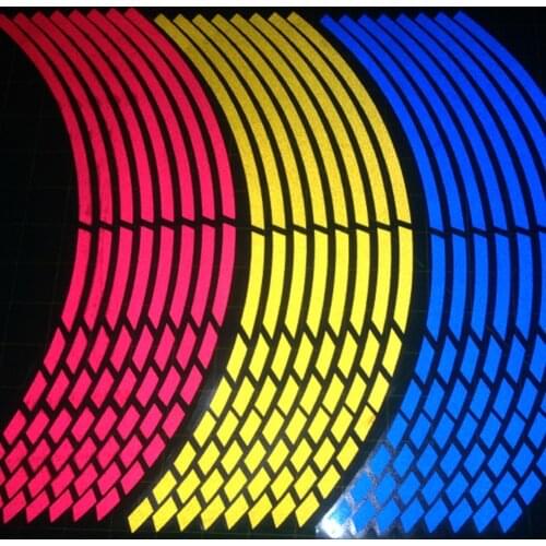 16 Strips Reflective Motocross Bike Motorcycle Sticker For 16"-18" Motorcycle Auto Wheel Rim Motorbike Moto Stickers Car Styling