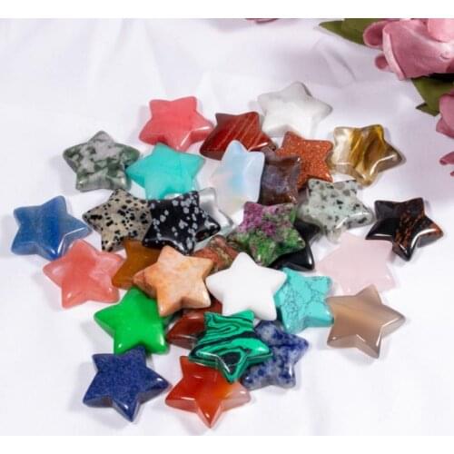 Natural Crystal Stone Party Favor Fashion Five Pointed Star Gemstone Desktop Decoration 30MM Crafts Pendant 9 Colors SN3714