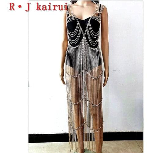 New Fashion Style RJ02 Gold Chains Neck Bra Dress Chains Long Costume Chains Jewelry Dress