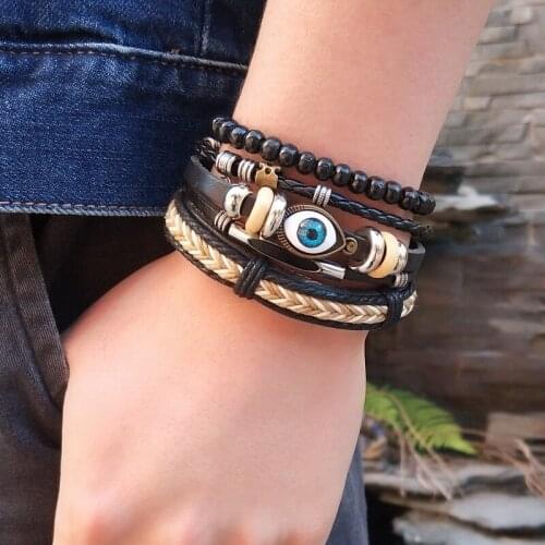 2020 New Fashion Leather Bracelet For Women Lace-up Beaded Multilayer Wrap Female Bracelet Bangle Jewelry Gift pulseras