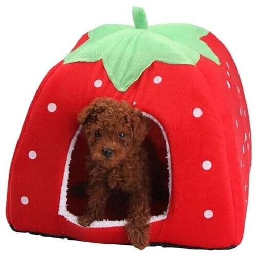 New Soft Strawberry Pet Dog Cat Puppy Rabbit Bed House Kennel Doggy Warm Cushion Basket 5 Colors New Leopard plushed mattresses