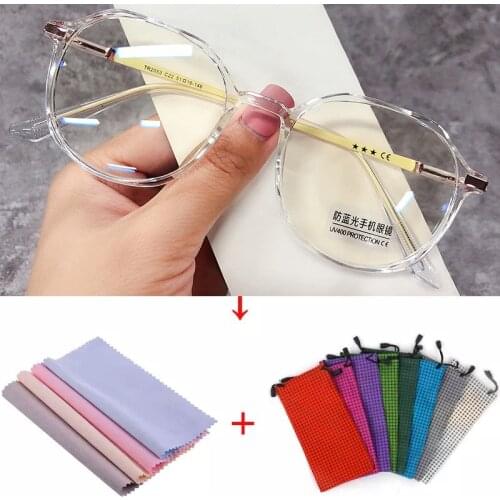 Blue Light Glasses Trends Fashion Round Transparent Big Eyeglasses Women Retro Style Computer Glasses Lenses Decorative Unisex
