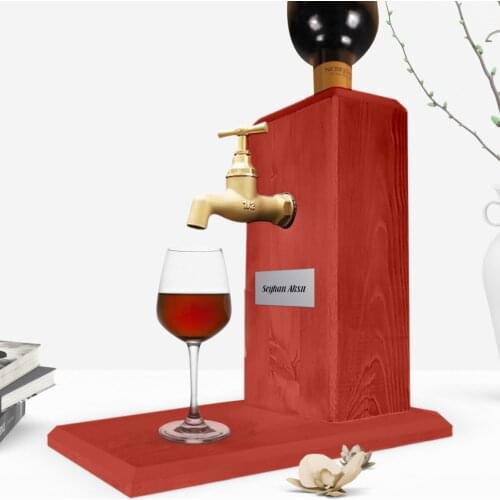 Personalized Tap Natural Wood Wine Stand-Red