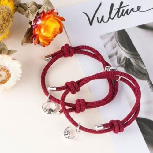 Valentines Day Matching Bracelets Lover Heart Magnetic Knitted Bracelet Sets Couple Relationship Evidence of Love Milacan
