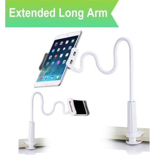 Ascromy Cellphone Tablet Stand Holder Clip For iPad Pro 11 10.5 9.7 iPhone XS Max Wall Flexible Long Arm Gooseneck Metal Bracket