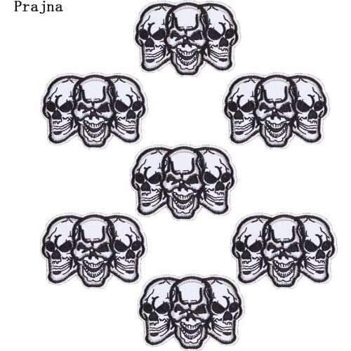 Prajna 10 Pcs Skull Punk Biker Embroidered Iron On Patch Rock Iron Patches For Kids Clothing Applique Diy Stickers On Clothes F
