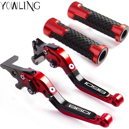 Motorcycle Adjustable Folding Extendable Brake Clutch Levers Handlebar Hand Grips Set FOR Ducati 1098 S Tricolor 2007 2008