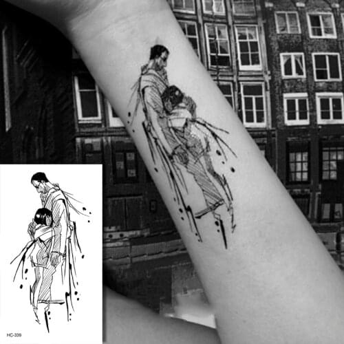 Romantic Couple Waterproof Temporary Tattoos Fashion Minimalist Black Lines Chest Back Ankle Body Art Fake Tattoos Wholesale