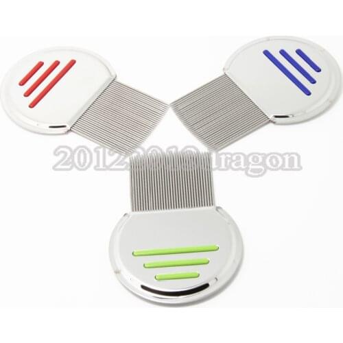 200PCS Wholesale in stock Terminator Lice Comb Nit Free Kids Hair Rid Headlice stainless steel Metal Teeth remove nit brush Blue