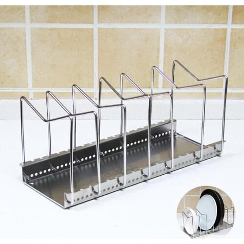 Stainless Steel Pot Lid Rack Organizer Kitchen Dish Plate Storage Organizer and Drying Rack Pantry and Cabinet Holder