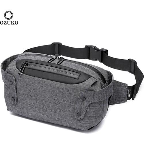 OZUKO Brand Men Anti-theft Outdoor Sports Crossbody Waist Bag USB Charging Waterproof Male Sling Shoulder Messenger Bag 2020 New