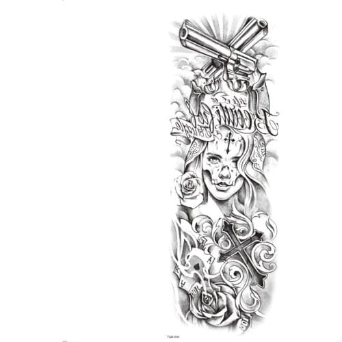 Holy See Exorcist Waterproof Temporary Tattoos Men Full Arm Gun Tattoo Sleeves Kit Tattoo Temporary Tattoos Sleeves Fake Tatoo