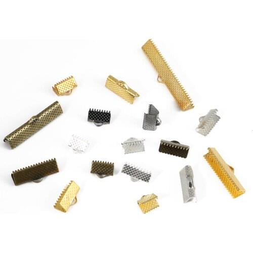50pcs 6-40 mm Textured End Caps Crimp Beads Leather Connector Clasps Fittings Jewelry Findings Accessories