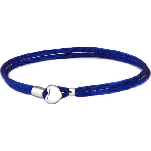 Dark Blue Fabric Cord Bracelets 100% 925 Sterling Silver Fine Jewelry For Women Wholesales Free Shipping