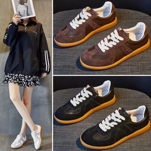 Dechun shoes womens Retro Leather small white shoes versatile new leisure