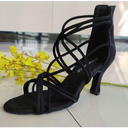 Practice Women Dance Shoes 10cm High Heel Comfortable Black Nubuck Ballroom Latin Dance Shoes Gilrs Soft Sole Latin Salsa Shoes