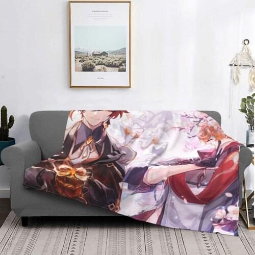 Childe Zhongli Genshin Impact Blanket Flannel Textile Decor Anime Lightweight Throw Blanket for Sofa Bedroom Plush Thin Quilt