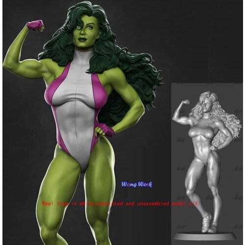 Wong Work 1/6 Unpainted 31cm H 3D Printing Unassembled Strong Woman Garage Kits GK Model Kit Figure Statue TTG-210327-09