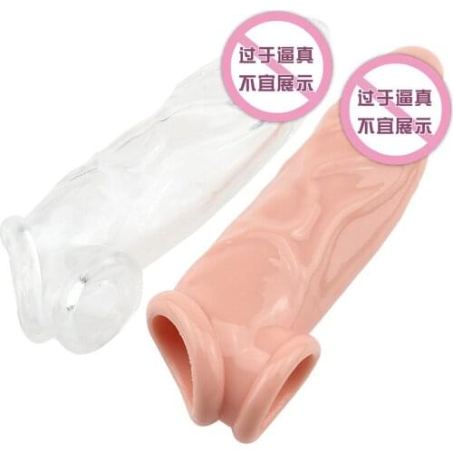 Highly Elastic Crystal Condom Reusable Extender Sleeve Delay Ejaculation Penis Enlargement Intimate Goods Sex Toys For Men S0132
