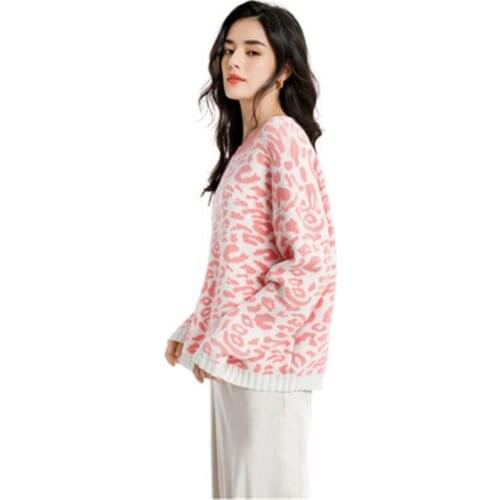 Women New Vintage Red Flowers Jacquard Warm Sweaters Long Sleeve O-Neck Lurex Christmas Pullovers Autumn Knitted Retro Tops