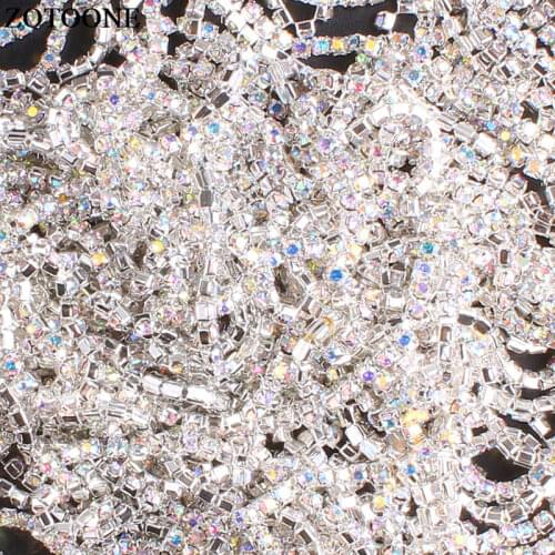 ZOTOON SS10 1Yard AB Rhienstone Trim Strass Chain Banding Crystal Wedding Applique DIY Dresses Crafts Rhinestones For Clothing E