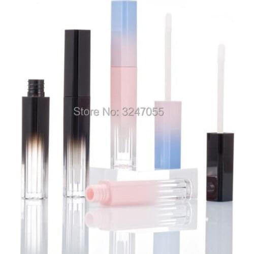 10/30/50pcs Black Gradient Plastic Cosmetic Lipstick Refillable Bottle, Empty Square Plastic Pink&Blue Makeup Lip Gloss Tube